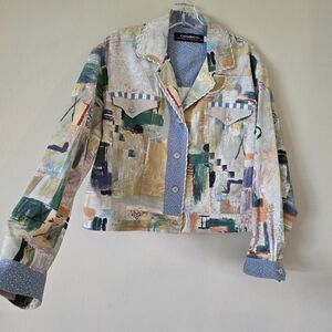 Canvasbacks Jacket Women Large Beach Linen Cotton Art to Wear Lutton Horsfield‎